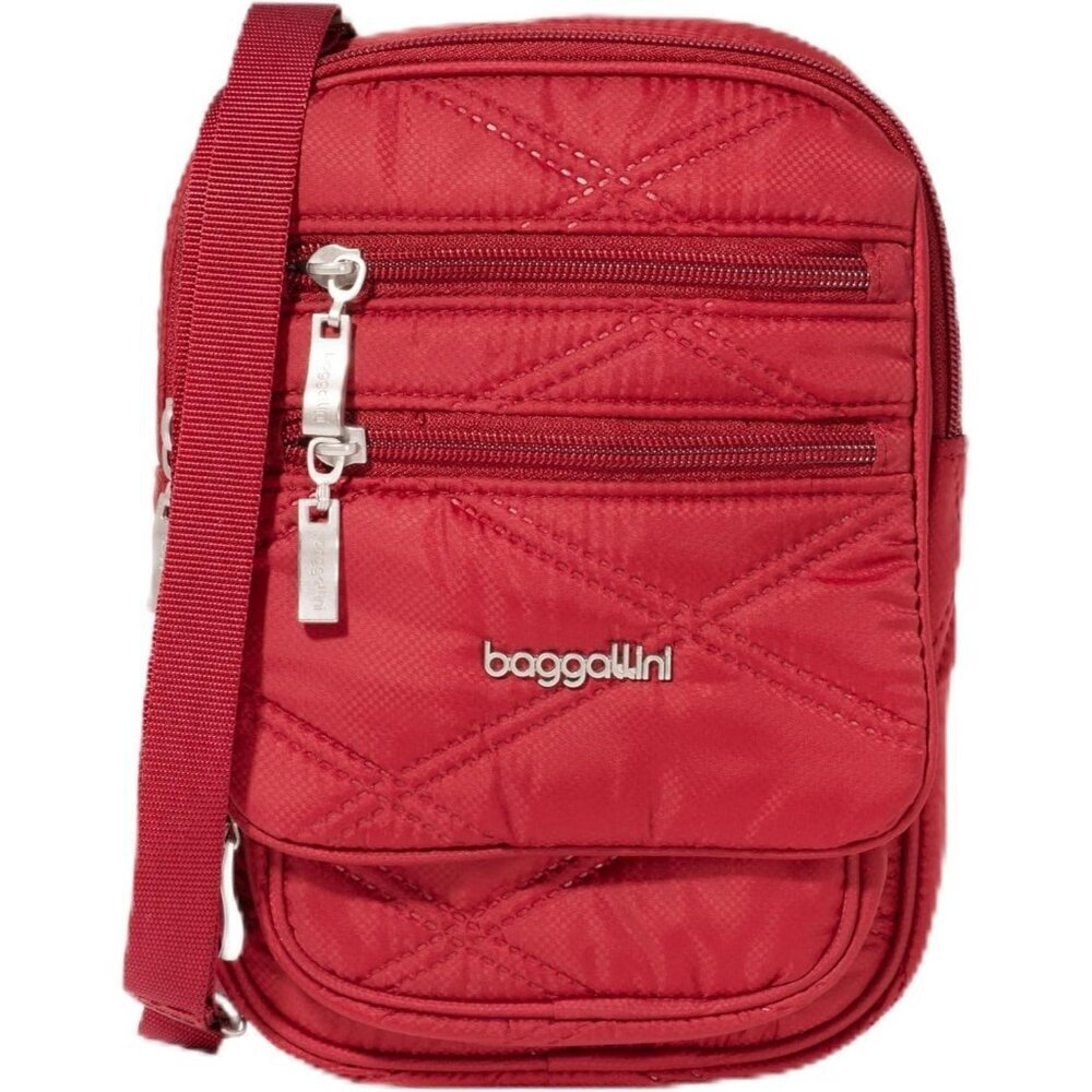 Women's Ruby Red Quilt Journey Crossbody Bags 9x6 Small Lightweight Handbag